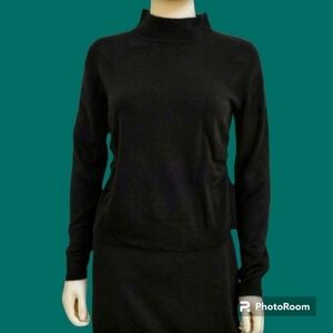COPPER KEY Black Form Fitting Ruched Mock Turtleneck Sweater